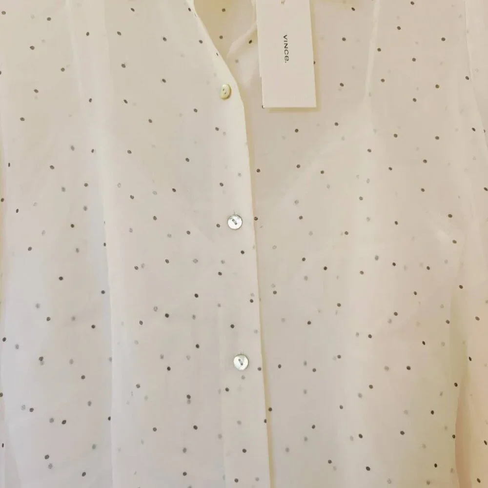 NWT Vince Sheer Dot-Print Silk Lined Blouse with matching camisole - Picture 5 of 7